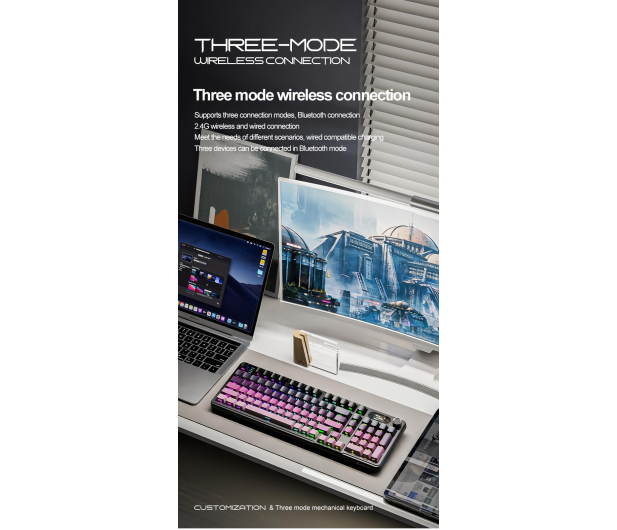 Attack Shark X98PRO Wireless Full-size layout różowa - 1472702 - zdjęcie 10
